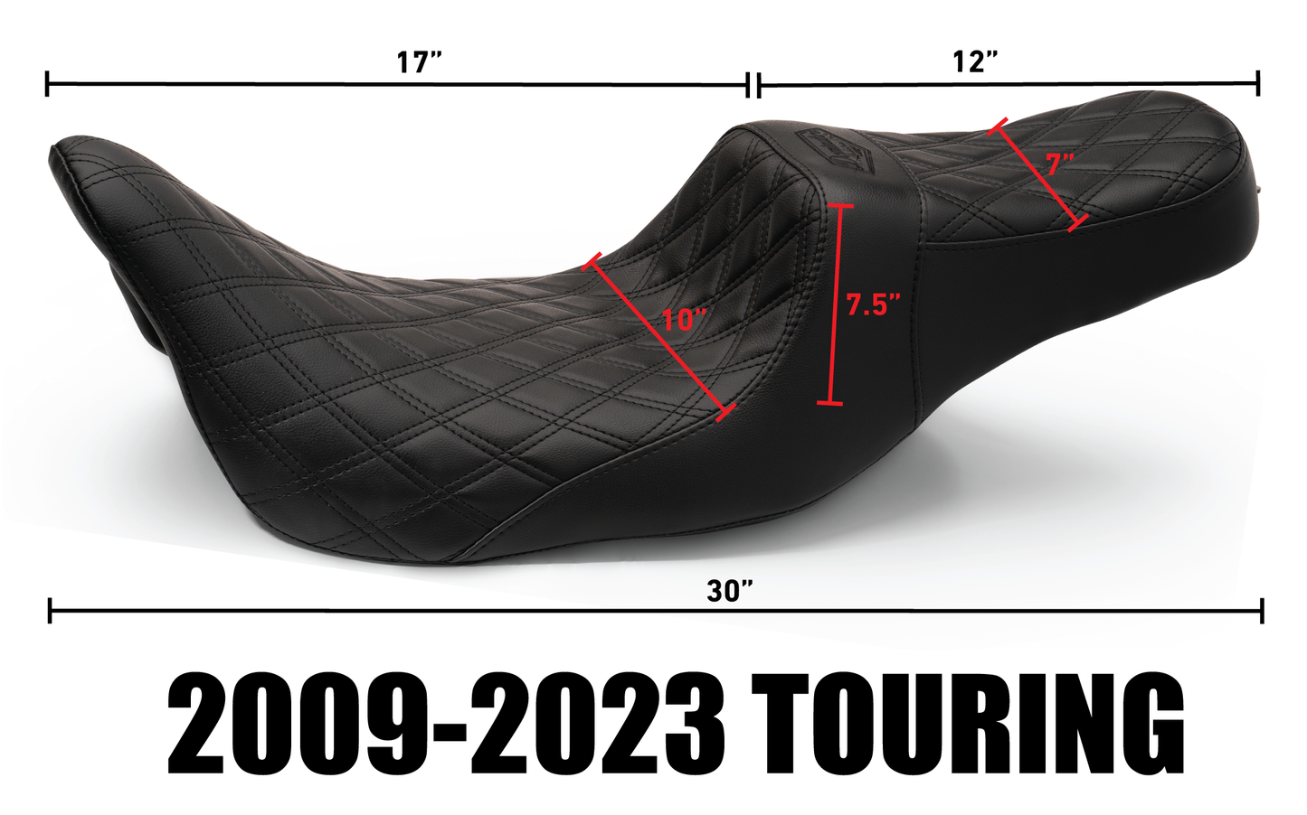 2009-2023 Touring Model, Tuck & Roll, Stealth-Grip™ Premium 2-Up Saddles