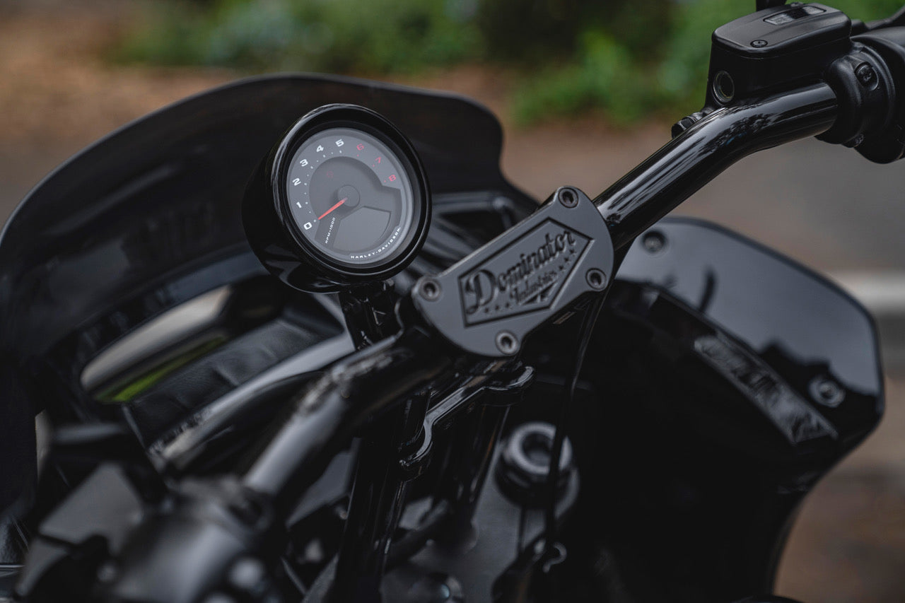 PULLBACK RISER & 1 1/4" MID BEND MOTO BAR FOR 2022-2024 LOW RIDER S (INCLUDES ROUND GAUGE RELOCATION MOUNT)