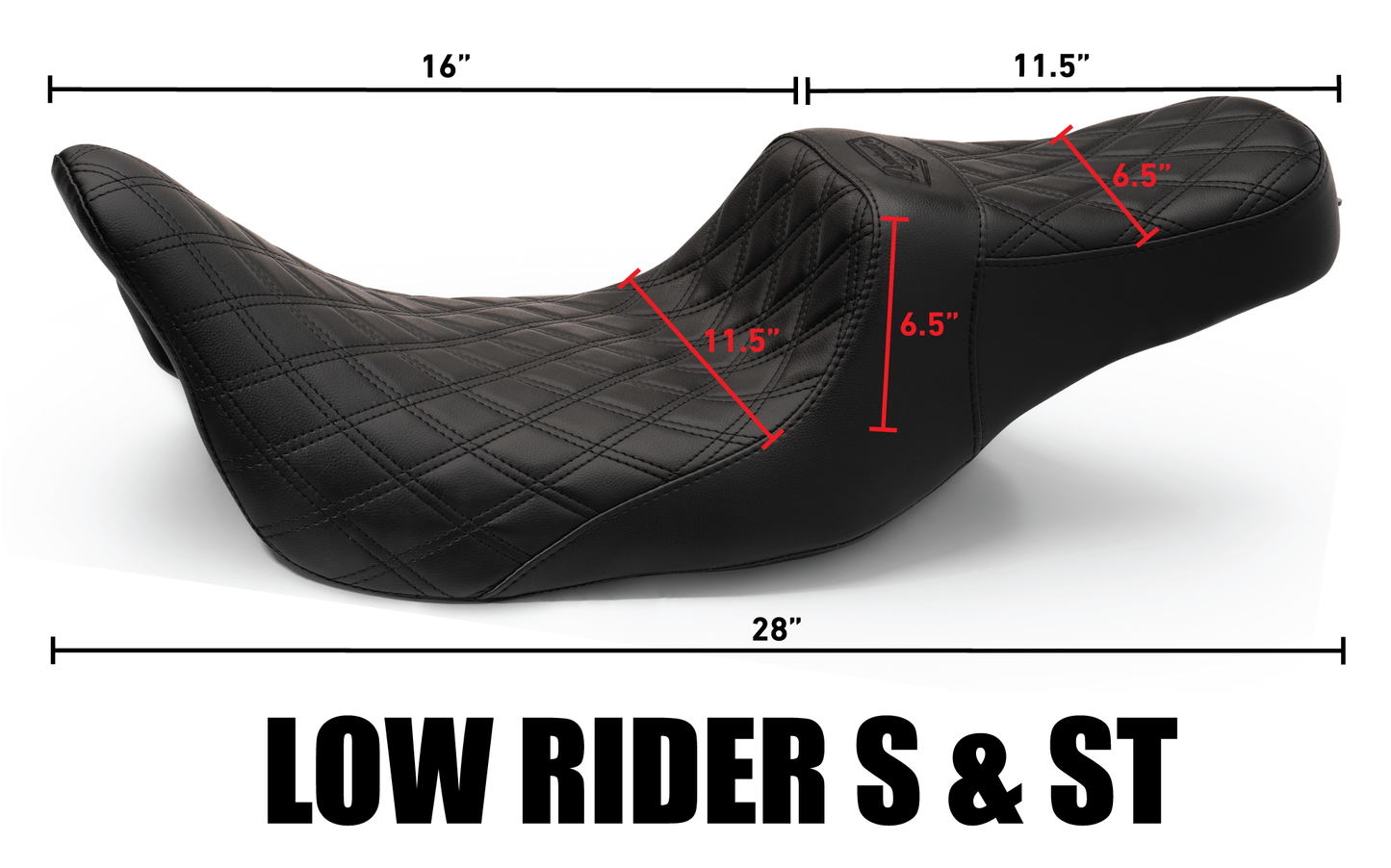 Red & Black Stealth-Grip™ Premium 2-Up Double Diamond Saddle for 2009-2023 Touring Models