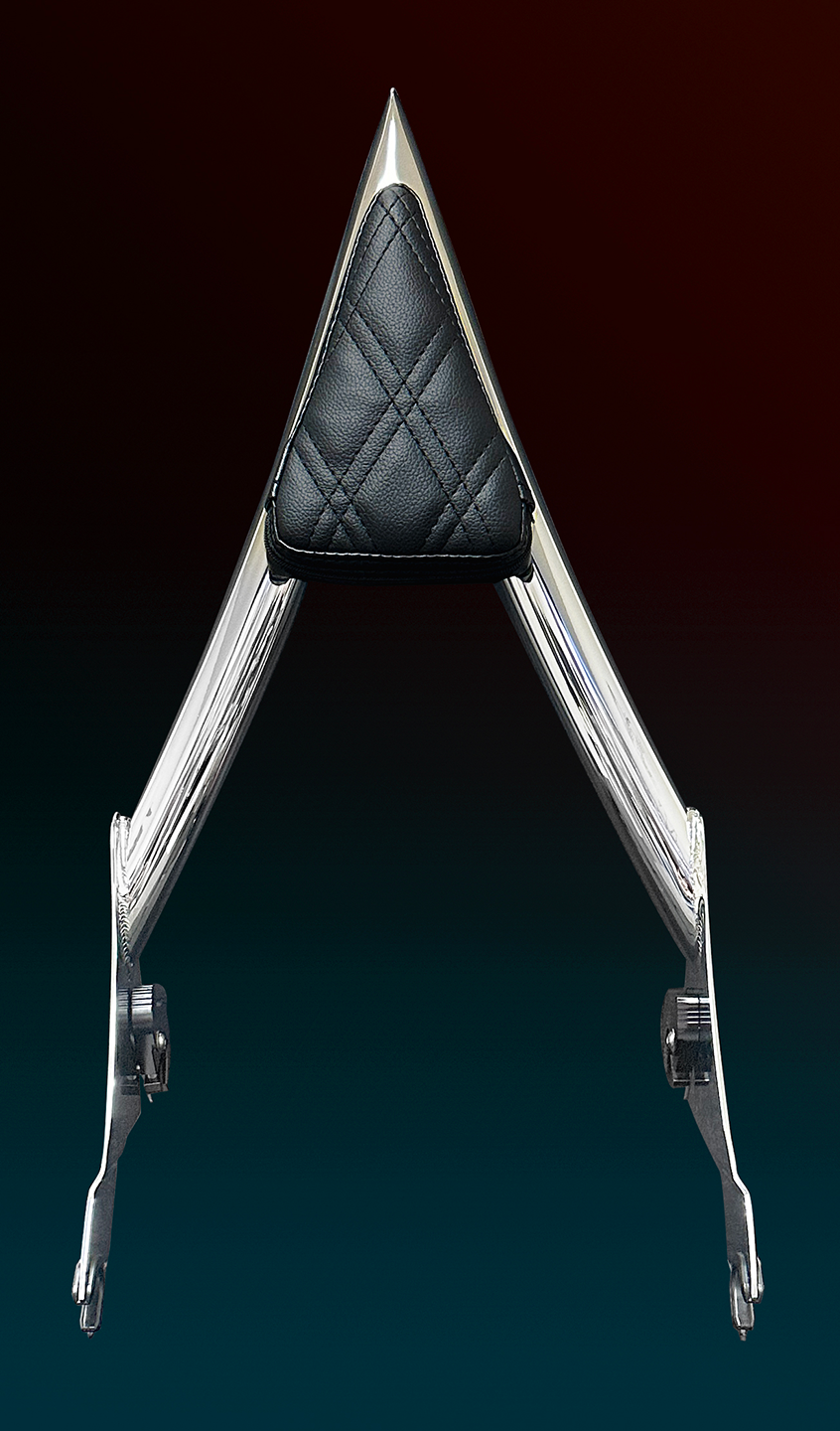 Seat & Sissy Bar Combo, Our Stealth-Grip™ Double Diamond 2-Up Saddle combined with our Diablo Sissy Bar with 100% Matching Double Diamond Backrest Pad! (For 2009-2023 Touring Models)