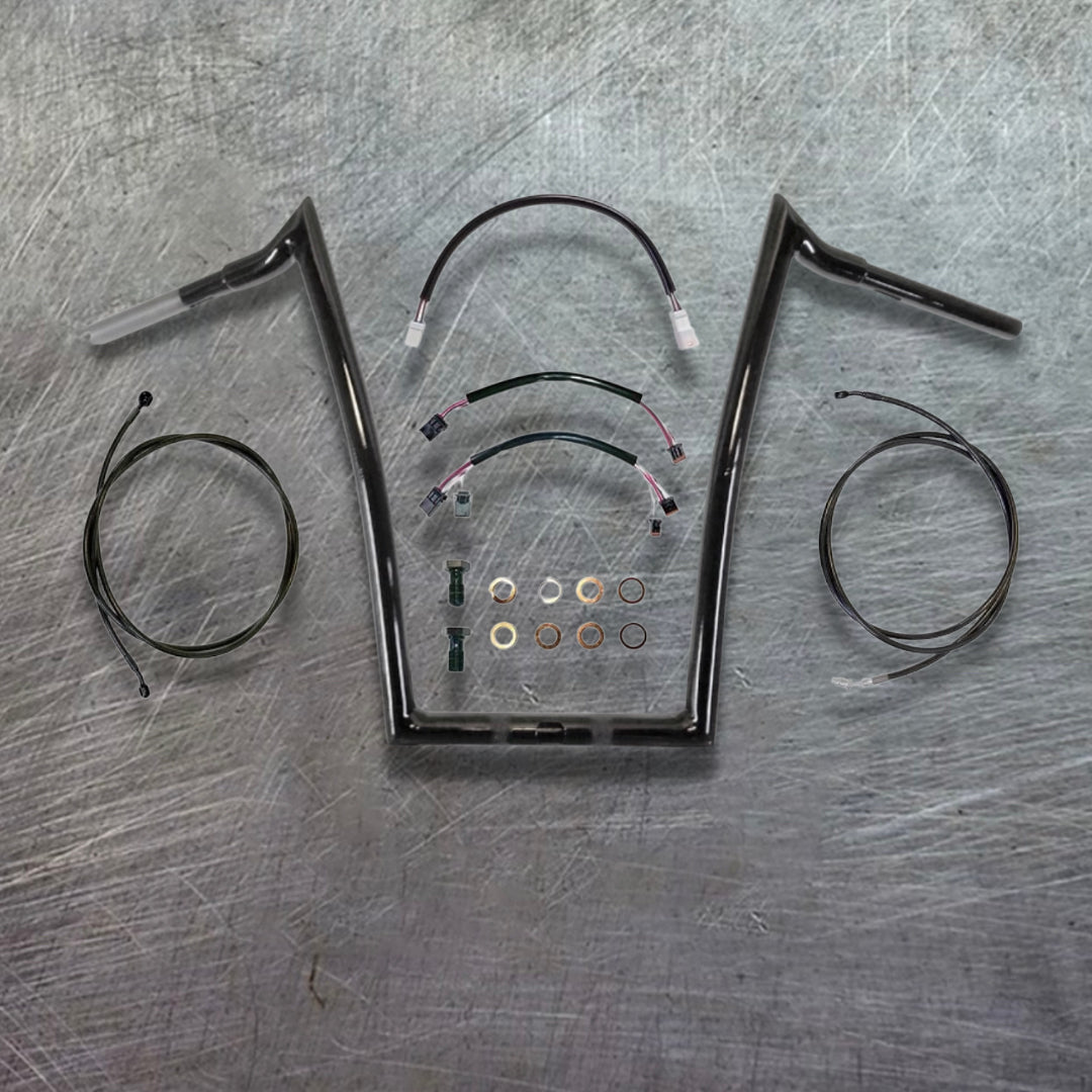 Road King Special Complete All In One Meathook Ape Hanger Kit (18" Glo