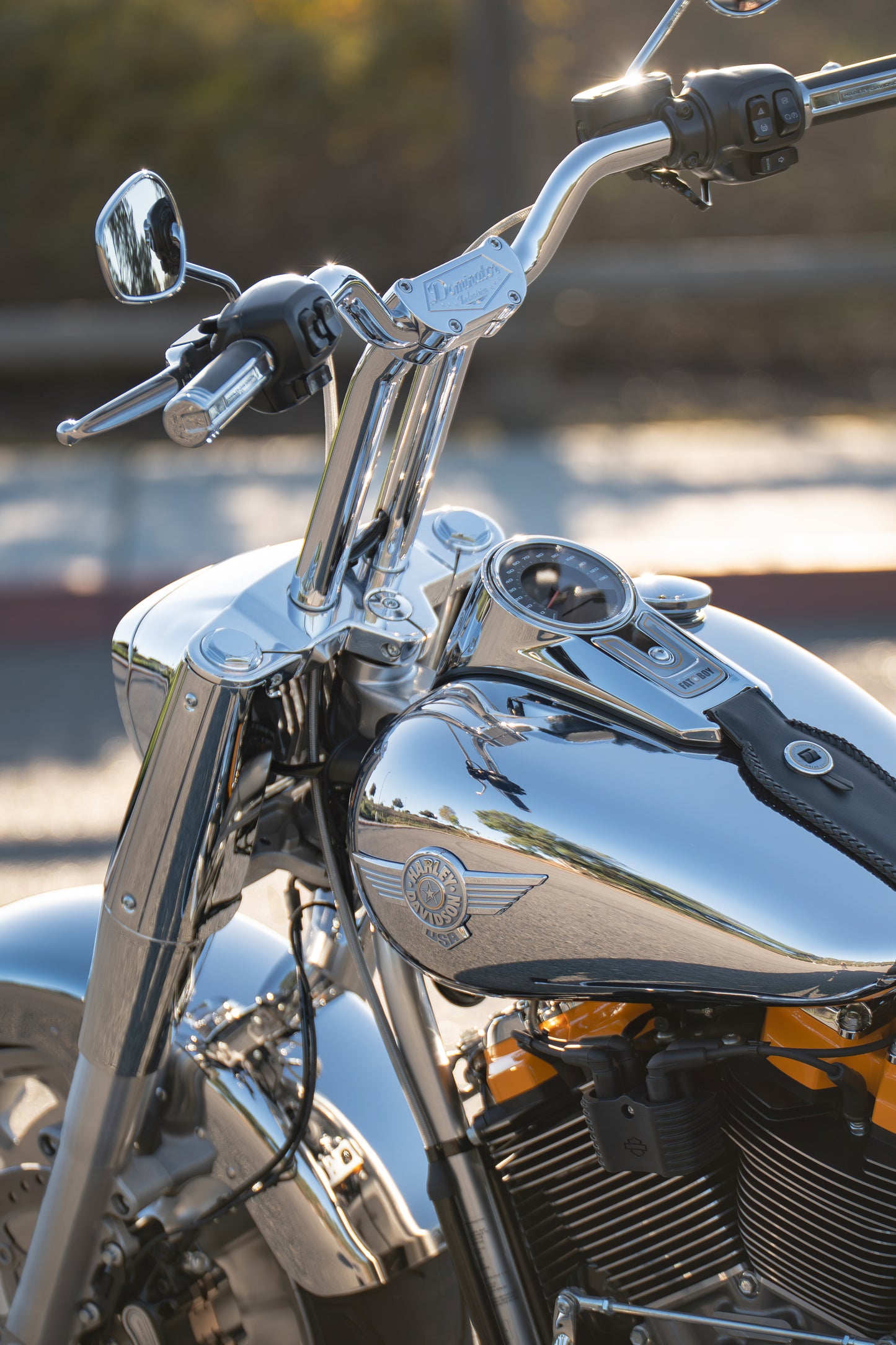 Low Bend Big Daddy 1.5 Pullback Riser &  Moto Bar Kit for 2025-2026 FAT BOY -  (Classic Chrome)