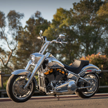 Low Bend Big Daddy 1.5 Pullback Riser &  Moto Bar Kit for 2025-2026 FAT BOY -  (Classic Chrome)