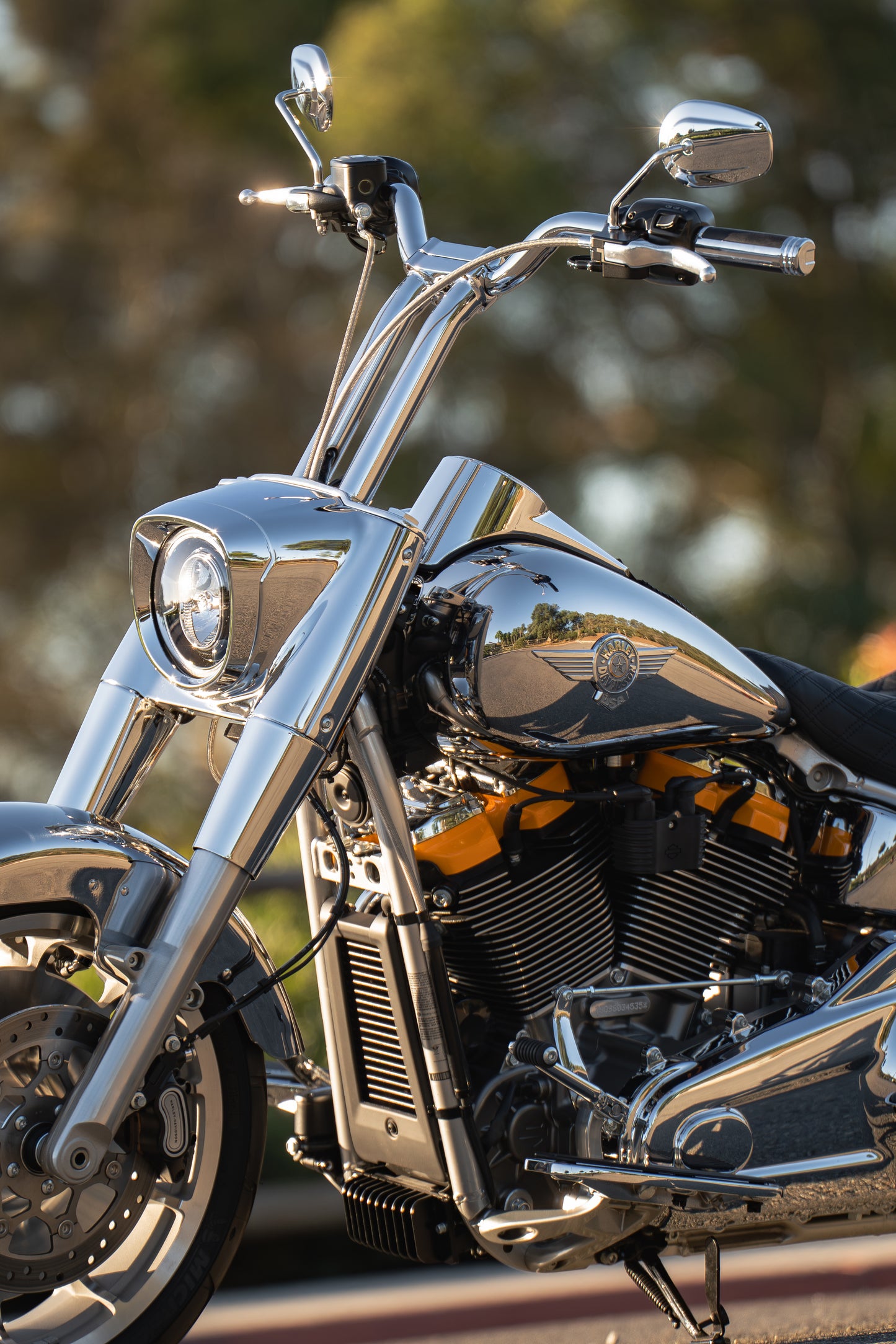 Low Bend Big Daddy 1.5 Pullback Riser &  Moto Bar Kit for 2025-2026 FAT BOY -  (Classic Chrome)