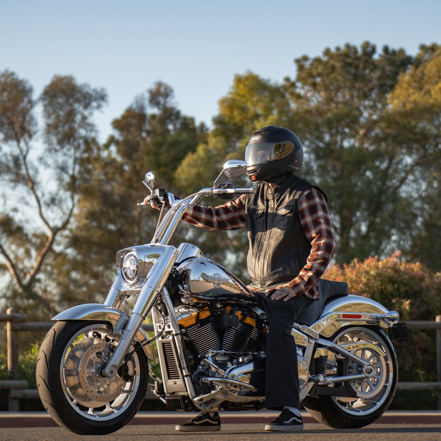 Low Bend Big Daddy 1.5 Pullback Riser &  Moto Bar Kit for 2025-2026 FAT BOY -  (Classic Chrome)