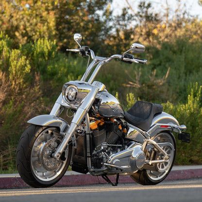 Low Bend Big Daddy 1.5 Pullback Riser &  Moto Bar Kit for 2025-2026 FAT BOY -  (Classic Chrome)