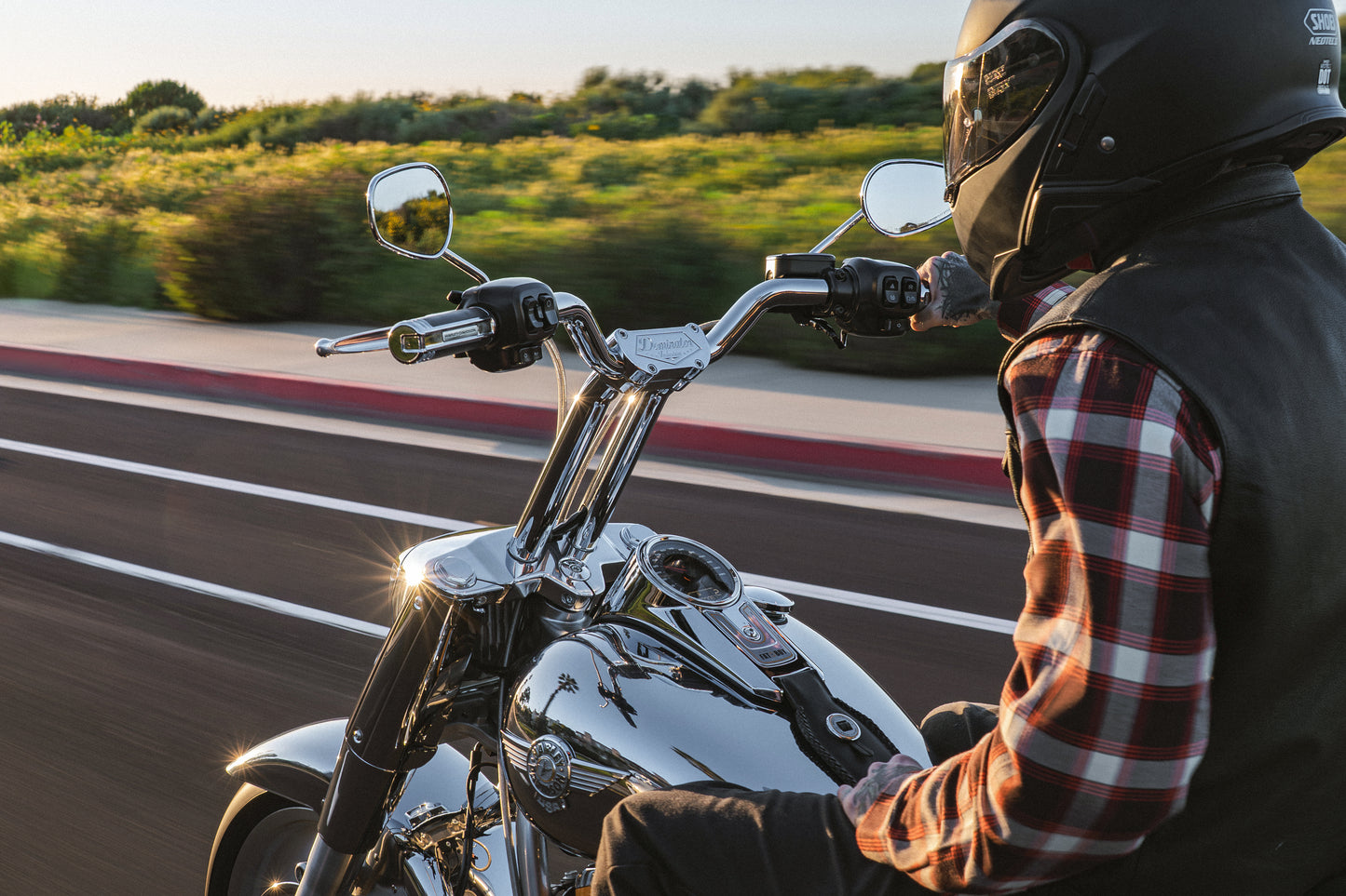 Low Bend Big Daddy 1.5 Pullback Riser &  Moto Bar Kit for 2025-2026 FAT BOY -  (Classic Chrome)