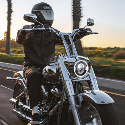 Low Bend Big Daddy 1.5 Pullback Riser &  Moto Bar Kit for 2025-2026 FAT BOY -  (Classic Chrome)
