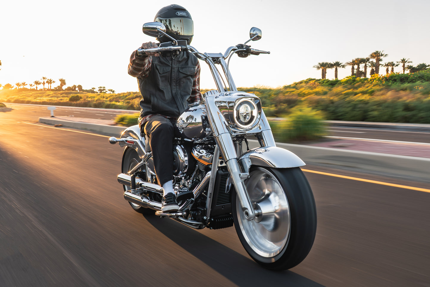 Low Bend Big Daddy 1.5 Pullback Riser &  Moto Bar Kit for 2025-2026 FAT BOY -  (Classic Chrome)