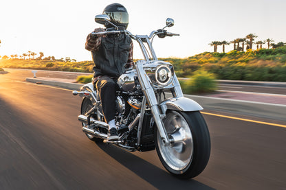 Low Bend Big Daddy 1.5 Pullback Riser &  Moto Bar Kit for 2025-2026 FAT BOY -  (Classic Chrome)