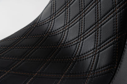 Bronze Stitch, Triple Diamond™, 2-Up Saddle & Diablo Sissy Bar with 100% Matching Triple Diamond™ Back Rest Pad! Fits 2020-2025 Low Rider S & ST