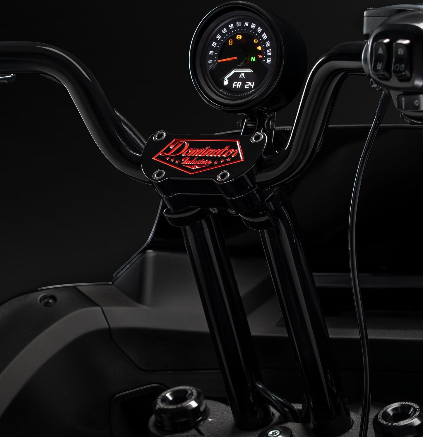 High Bend Moto Bar & Big Daddy 1.5 Pullback Riser Kit for 2024-2026 Road Glide (Gloss Black)