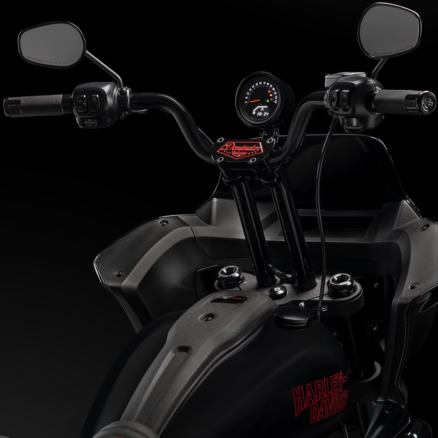 High Bend Moto Bar & Big Daddy 1.5 Pullback Riser Kit for 2024-2026 Road Glide (Gloss Black)