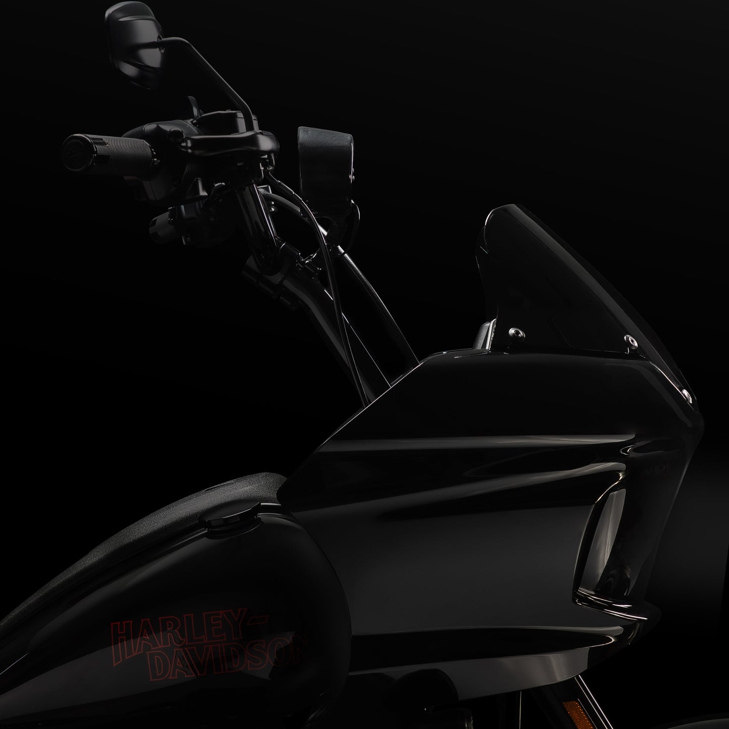 High Bend Moto Bar & Big Daddy 1.5 Pullback Riser Kit for 2024-2026 Road Glide (Gloss Black)