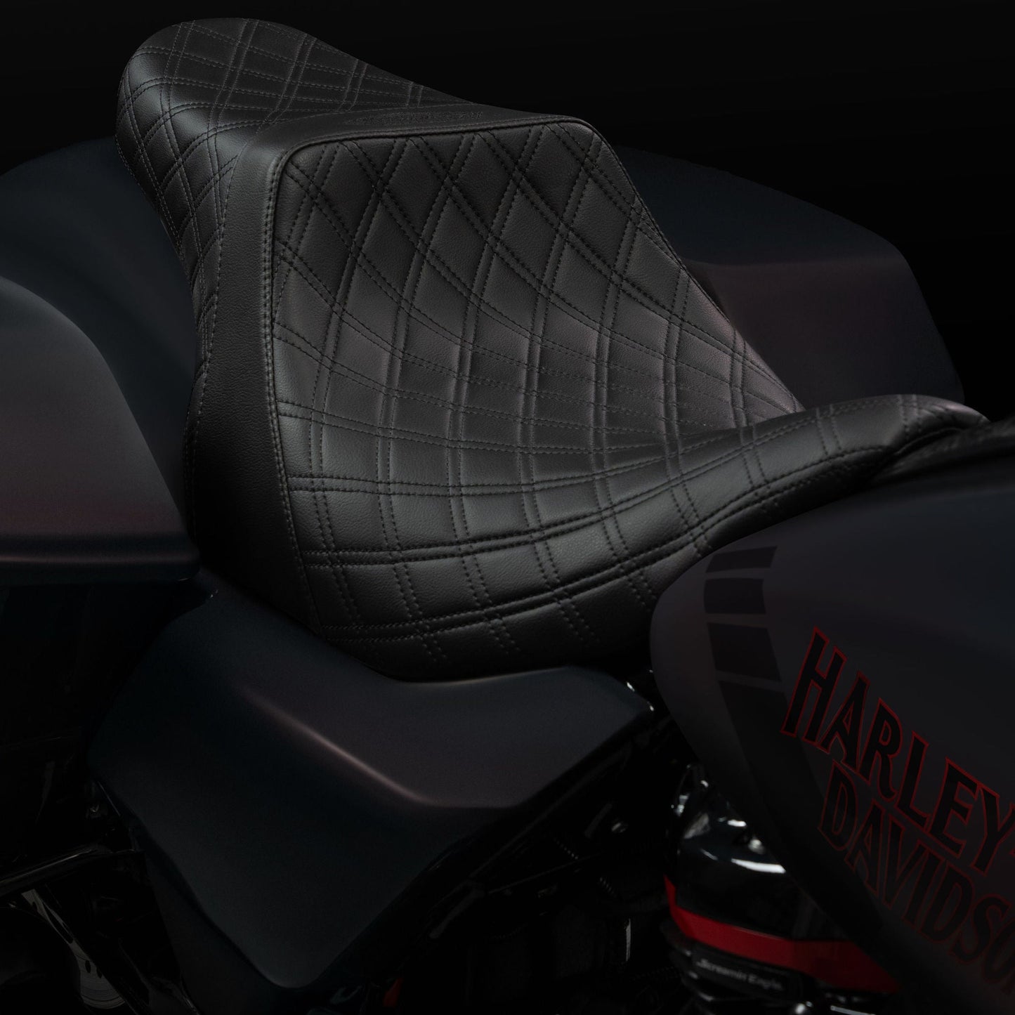 Standard Reach Double Diamond Stealth-Grip™ Premium 2-Up Saddle for the 2024-2026 Road Glide