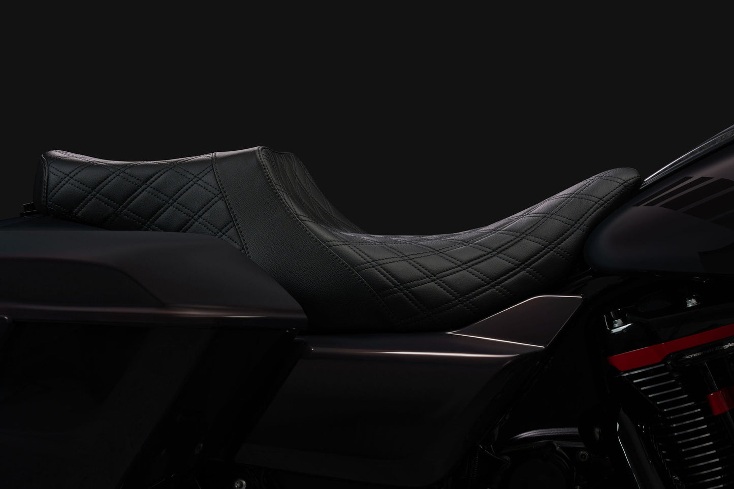 Standard Reach Double Diamond Stealth-Grip™ Premium 2-Up Saddle for the 2024-2026 Road Glide