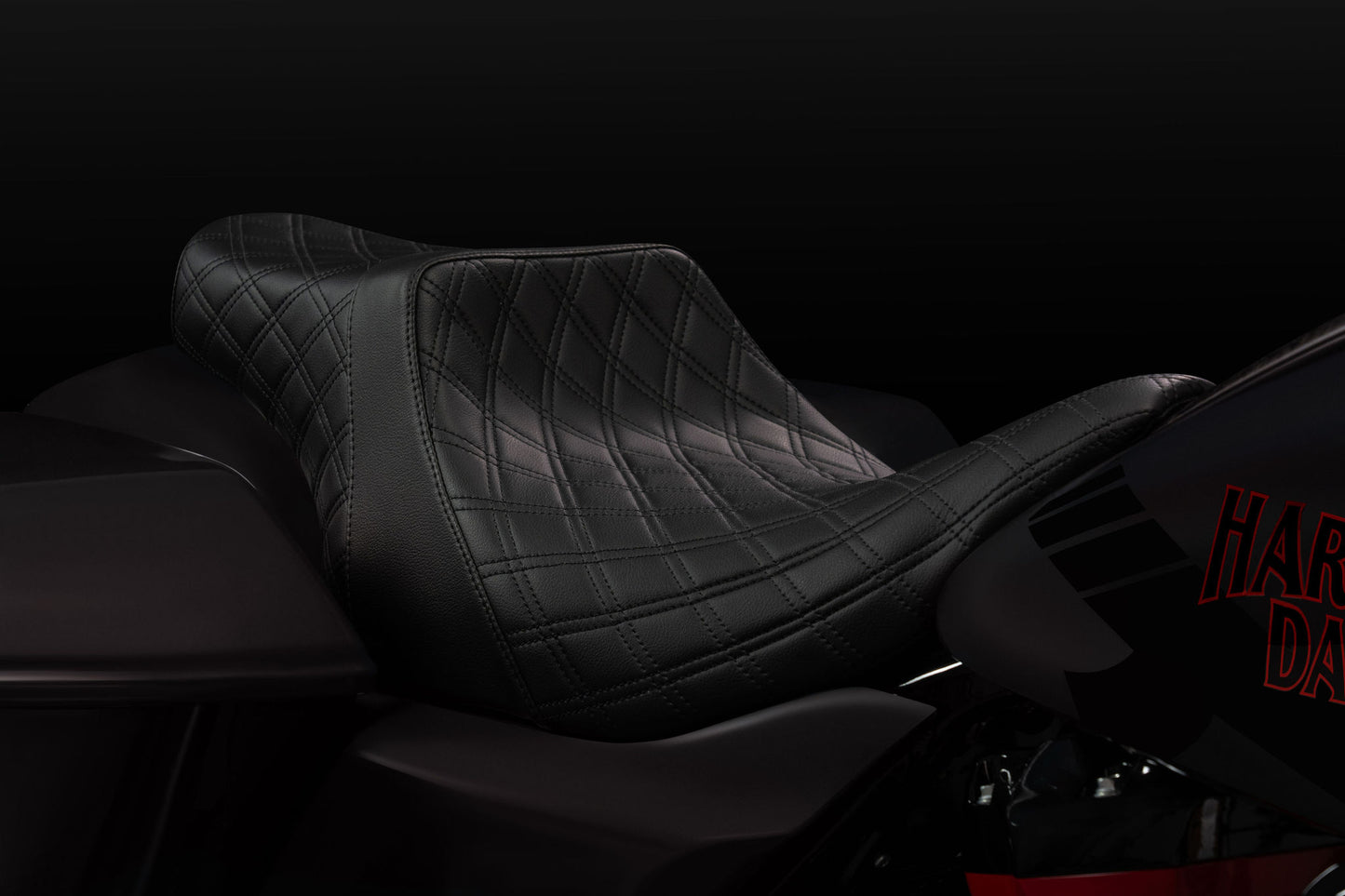 Standard Reach Double Diamond Stealth-Grip™ Premium 2-Up Saddle for the 2024-2026 Road Glide