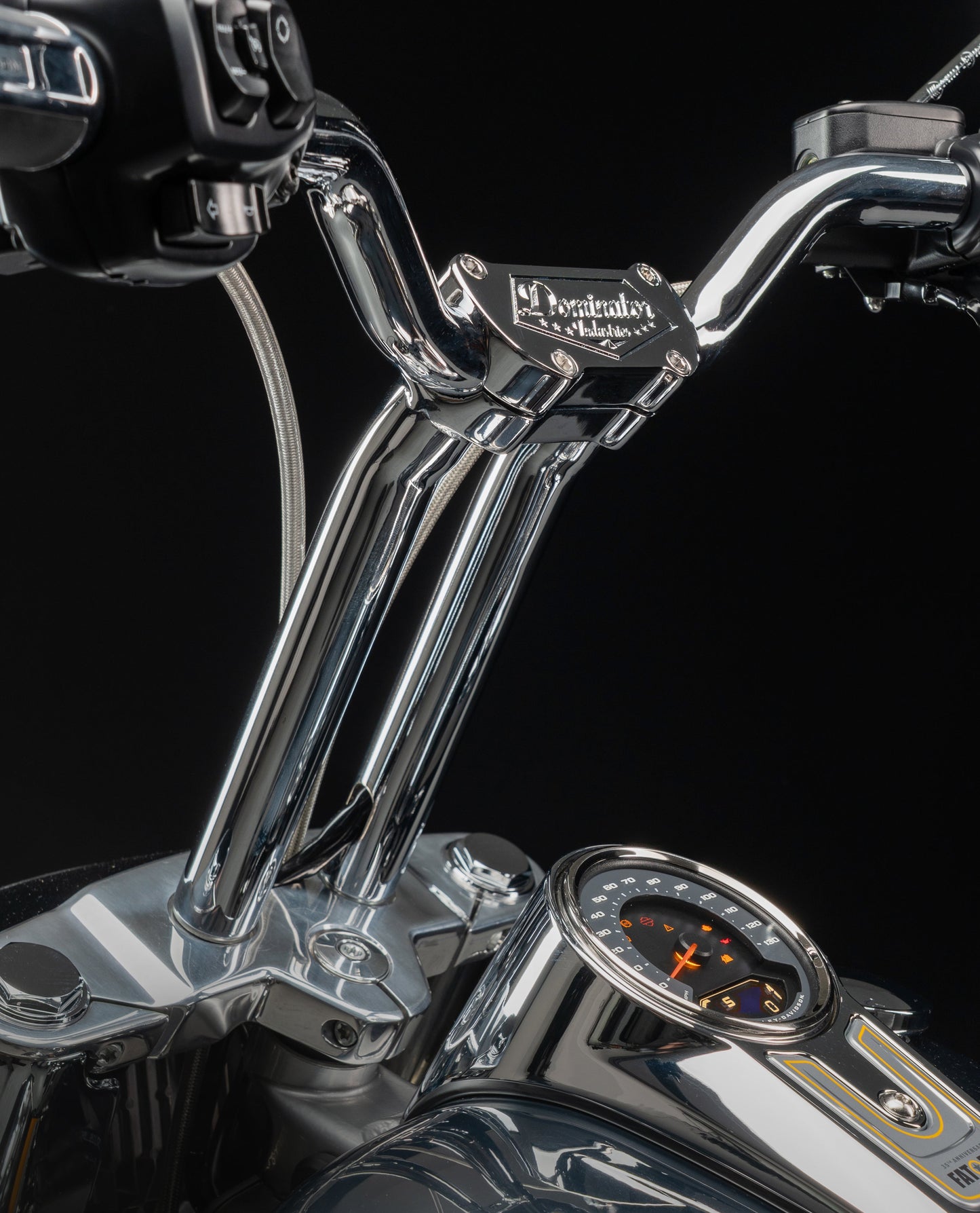 2025-2026 FAT BOY - Big Daddy 1.5 Pullback Riser & Low Bend Moto Bar Kit (Classic Chrome)