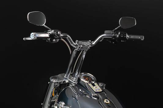 Mid Bend Big Daddy 1.5 Pullback Riser &  Moto Bar Kit for 2025-2026 FAT BOY -  (Classic Chrome)