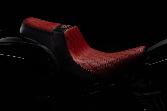 Red & Black Stealth-Grip™ Premium 2-Up Double Diamond Saddle for 2018-2025 Street Bob