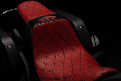 Red & Black Stealth-Grip™ Premium 2-Up Double Diamond Saddle for 2009-2023 Touring Models
