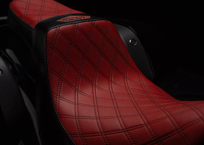 Red & Black Stealth-Grip™ Premium 2-Up Double Diamond Saddle for 2009-2023 Touring Models