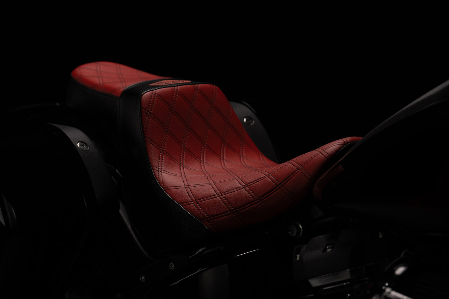 Red & Black Stealth-Grip™ Premium 2-Up Double Diamond Saddle for 2009-2023 Touring Models