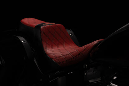 Red & Black Stealth-Grip™ Premium 2-Up Double Diamond Saddle for 2009-2023 Touring Models