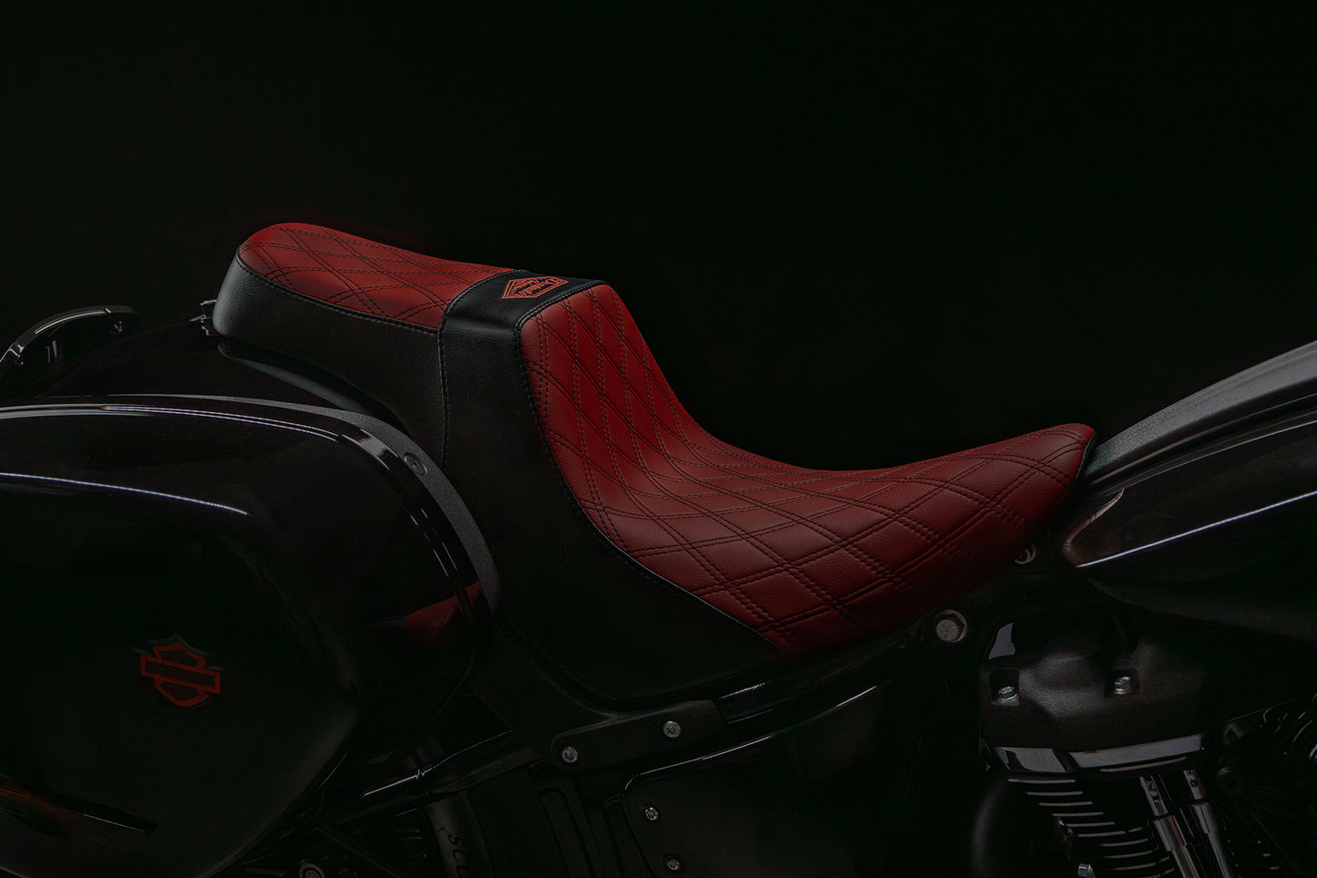 Red & Black Stealth-Grip™ Premium 2-Up Double Diamond Saddle for 2009-2023 Touring Models