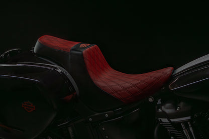 Red & Black Stealth-Grip™ Premium 2-Up Double Diamond Saddle for 2009-2023 Touring Models
