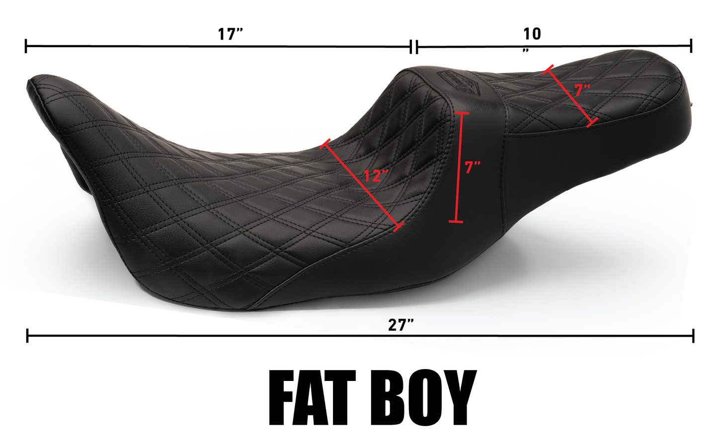 Red & Black Stealth-Grip™ Premium 2-Up Double Diamond Saddle for 2018-2026 Fat Boy