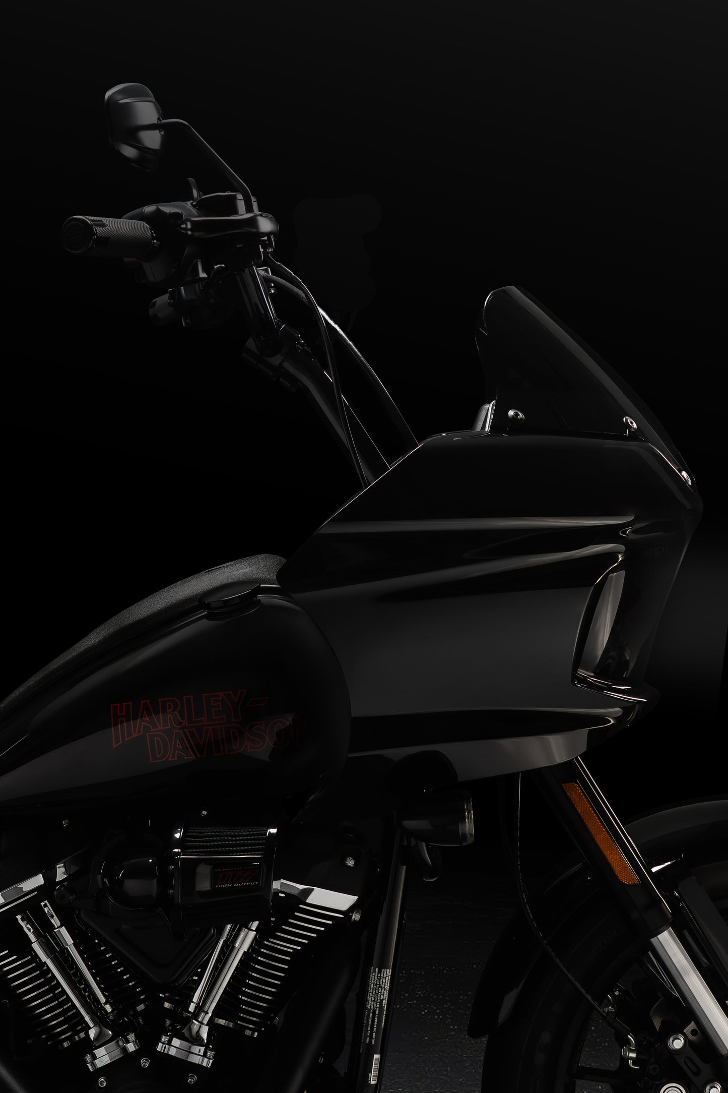 High Bend Moto Bar & Big Daddy 1.5 Pullback Riser Kit for 2024-2026 Road Glide (Gloss Black)