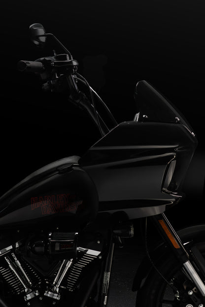 High Bend Moto Bar & Big Daddy 1.5 Pullback Riser Kit for 2024-2026 Road Glide (Gloss Black)