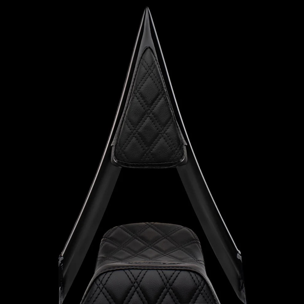 Redesigned 2024-2026 Touring Seat & Sissy Bar Combo, Our Stealth-Grip™ Double Diamond 2-Up Saddle combined with our Diablo Sissy Bar with 100% Matching Double Diamond Backrest Pad!