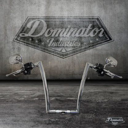 Miter Cut Ape Hanger Bars, 1 1/4 Inch Diameter, 14 Inch Rise, Classic Chrome