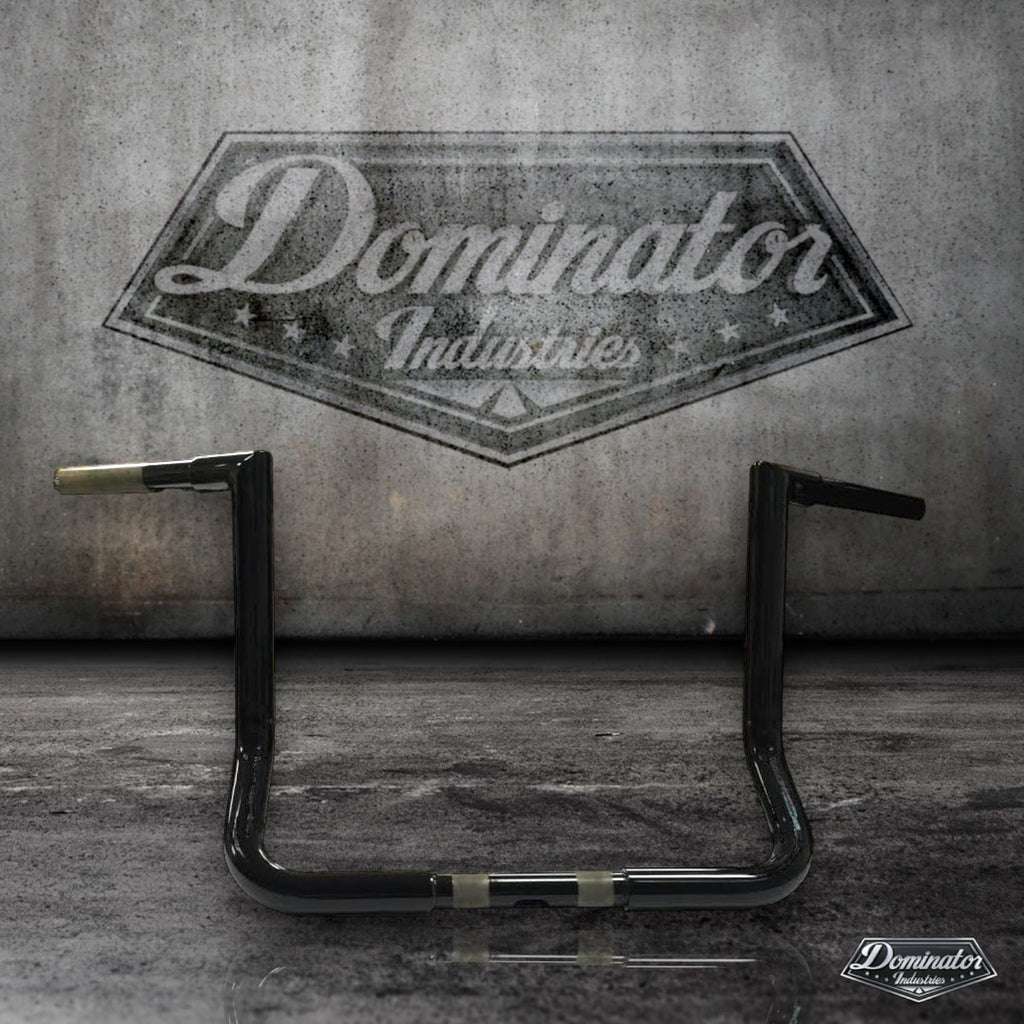 Miter Cut Bagger Ape Handlebar in Gloss Black | 1 1/4 Diameter | 10 Rise | Dominator Industries