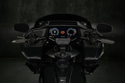 Big Daddy 1 1/2 Pullback Riser & Mid Bend Moto Bar Combination for 2023 CVO & 2024-2026 Road Glide Models (Gloss Black)