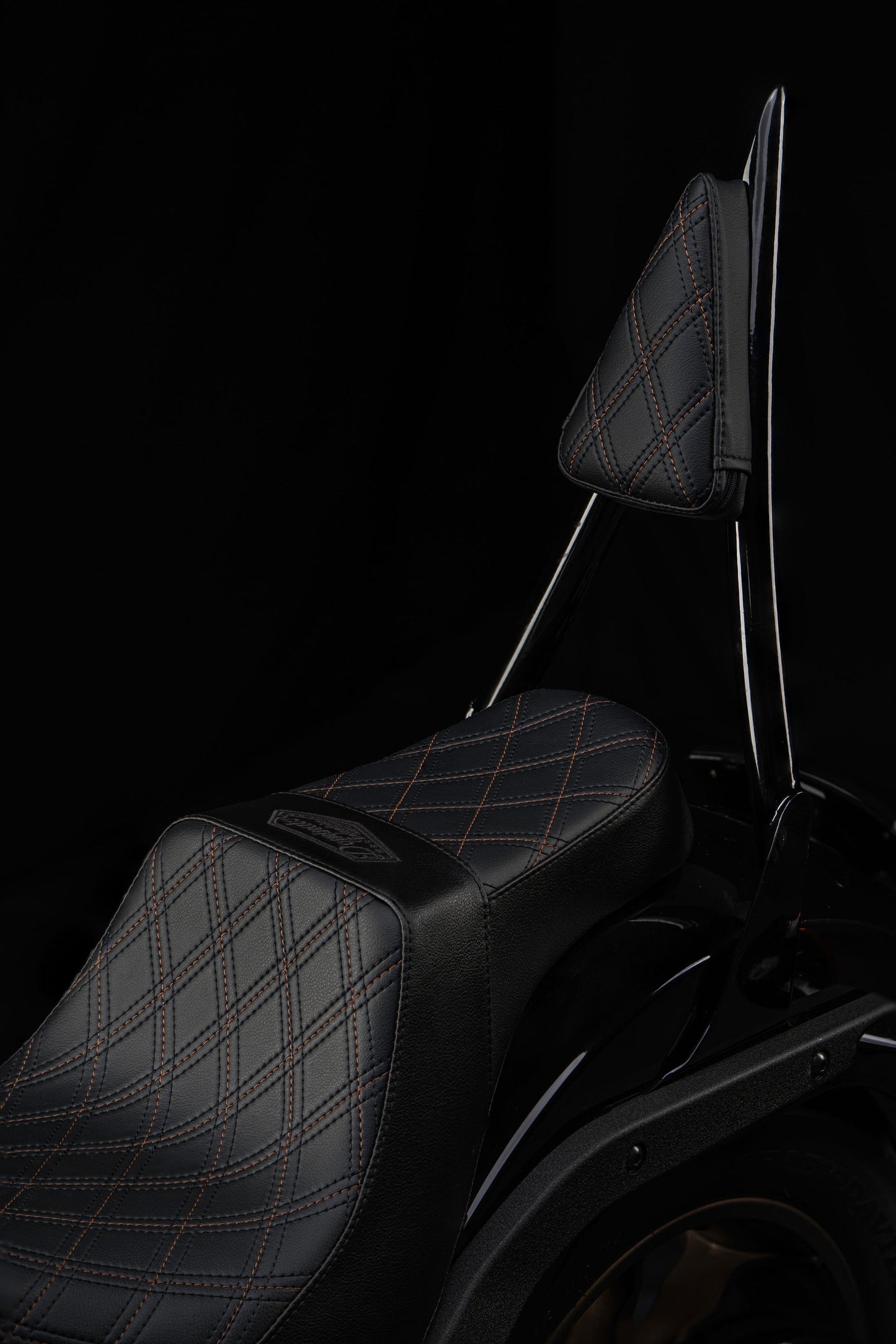 Bronze Stitch, Triple Diamond™, 2-Up Saddle & Diablo Sissy Bar with 100% Matching Triple Diamond™ Back Rest Pad! Fits 2020-2025 Low Rider S & ST