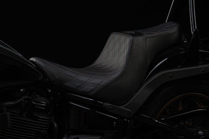 Bronze Stitch, Triple Diamond™, 2-Up Saddle & Diablo Sissy Bar with 100% Matching Triple Diamond™ Back Rest Pad! Fits 2020-2025 Low Rider S & ST