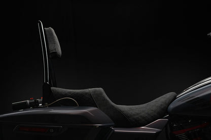 Signature Suede Double Diamond Saddle with Matching Sissy Bar Combo for the 2024-2026 Road Glide
