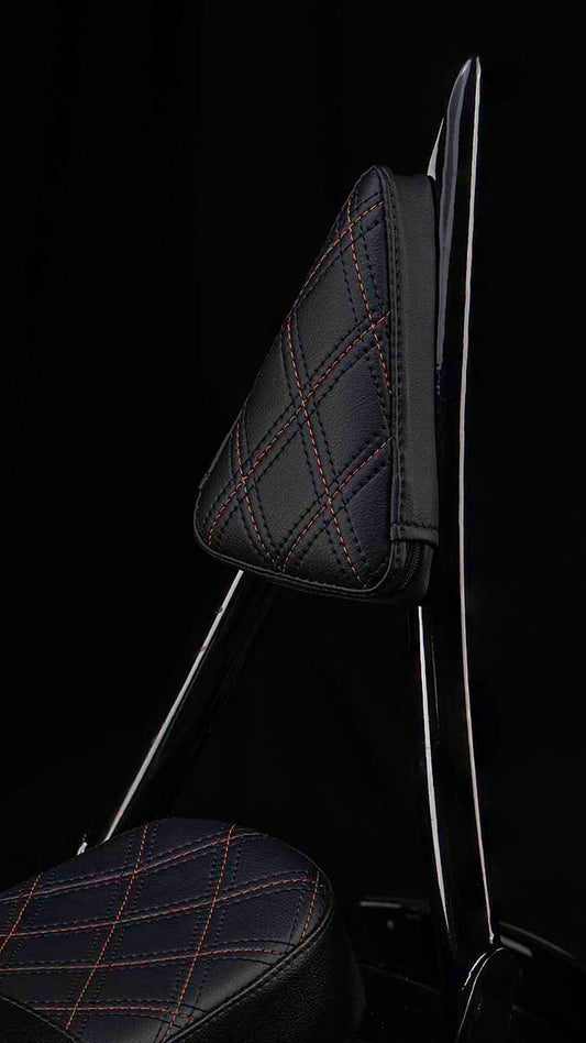 Our Diablo Sissy Bar with Triple Diamond Backrest Pad! (For Touring Models)