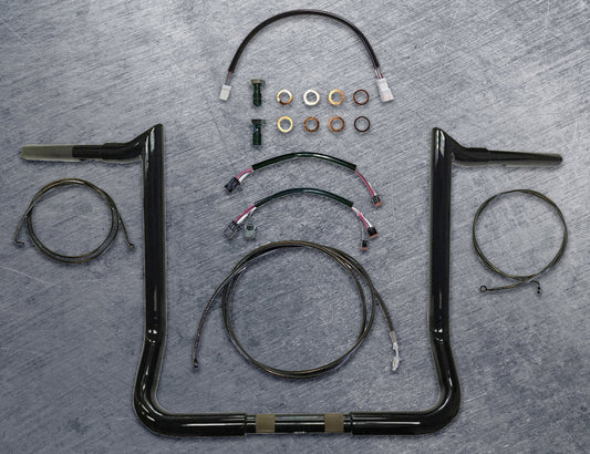 Tri Glide Complete All In One Meathook Ape Hanger Kit (14" Gloss Black)